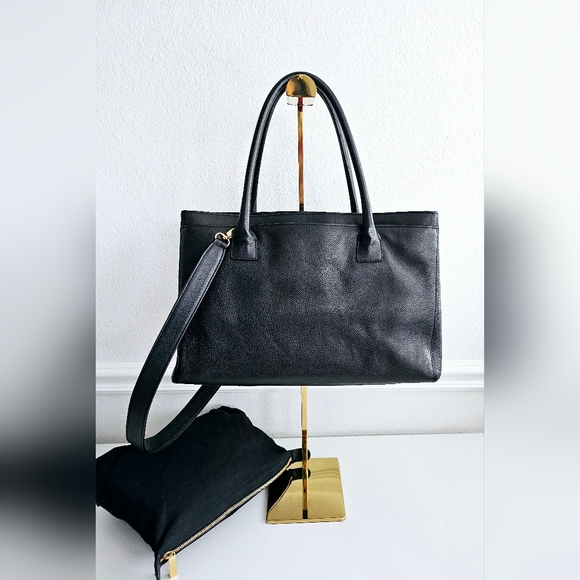 Chanel Black Caviar Tote With Strap & Removable Pouch - Picture 12 of 16